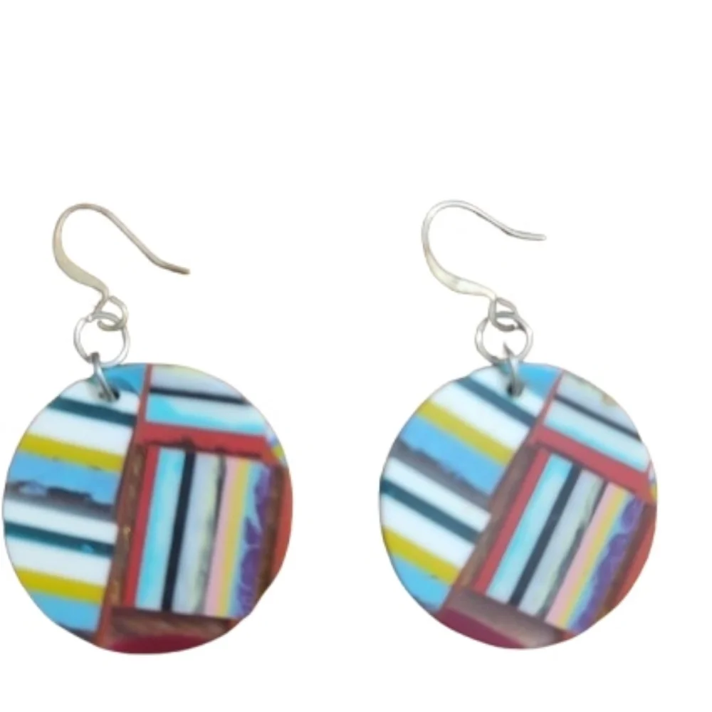 Colorful Geometric Dangle Earrings Multicolor Boho